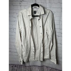 Armani‎ Exchange Men's White Striped Button-Down Shirt Casual Formal Wear
